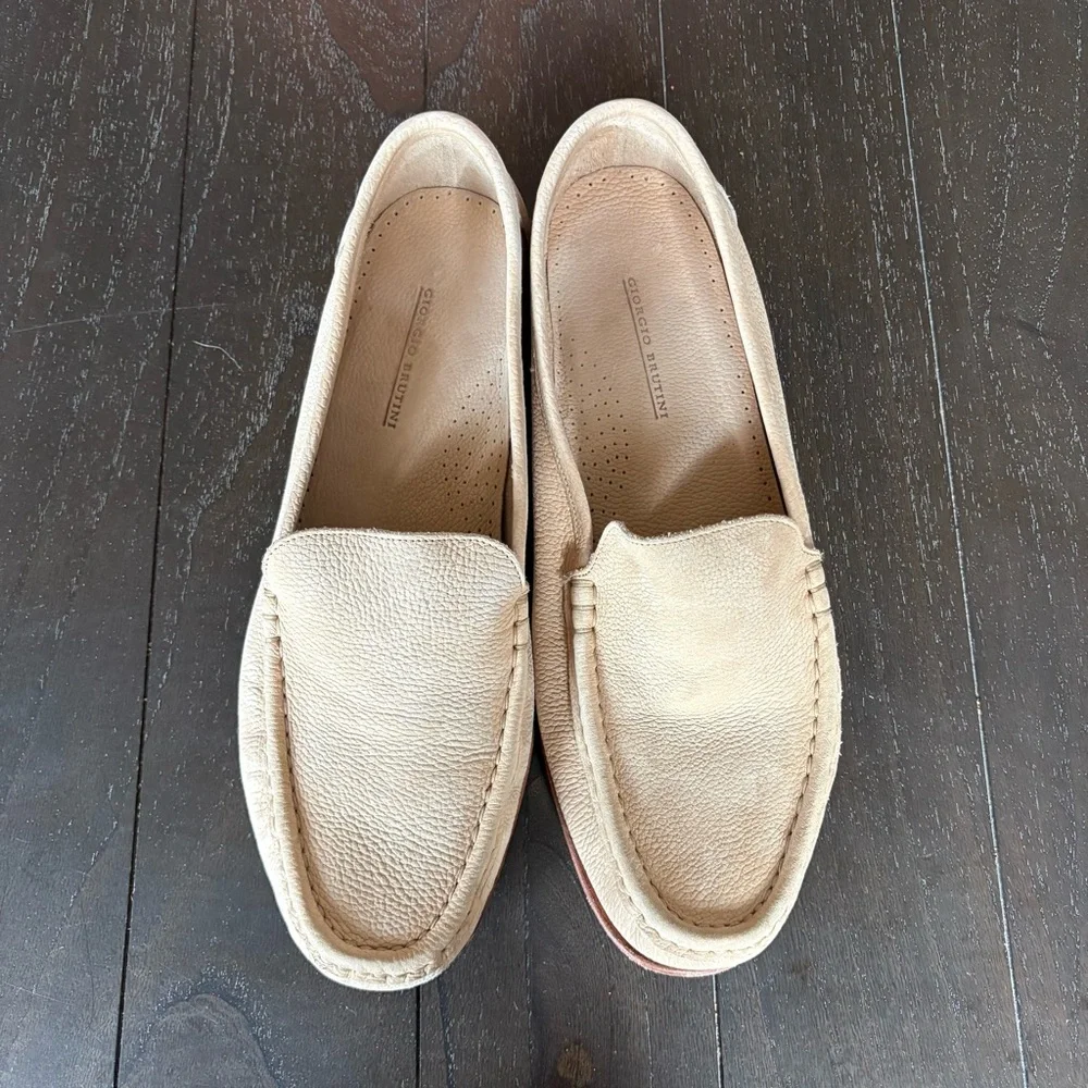 Giorgio Brutini Beige Neutral‎ Suede Leather Loafers Old Money Size 13D Classic - Picture 4 of 11